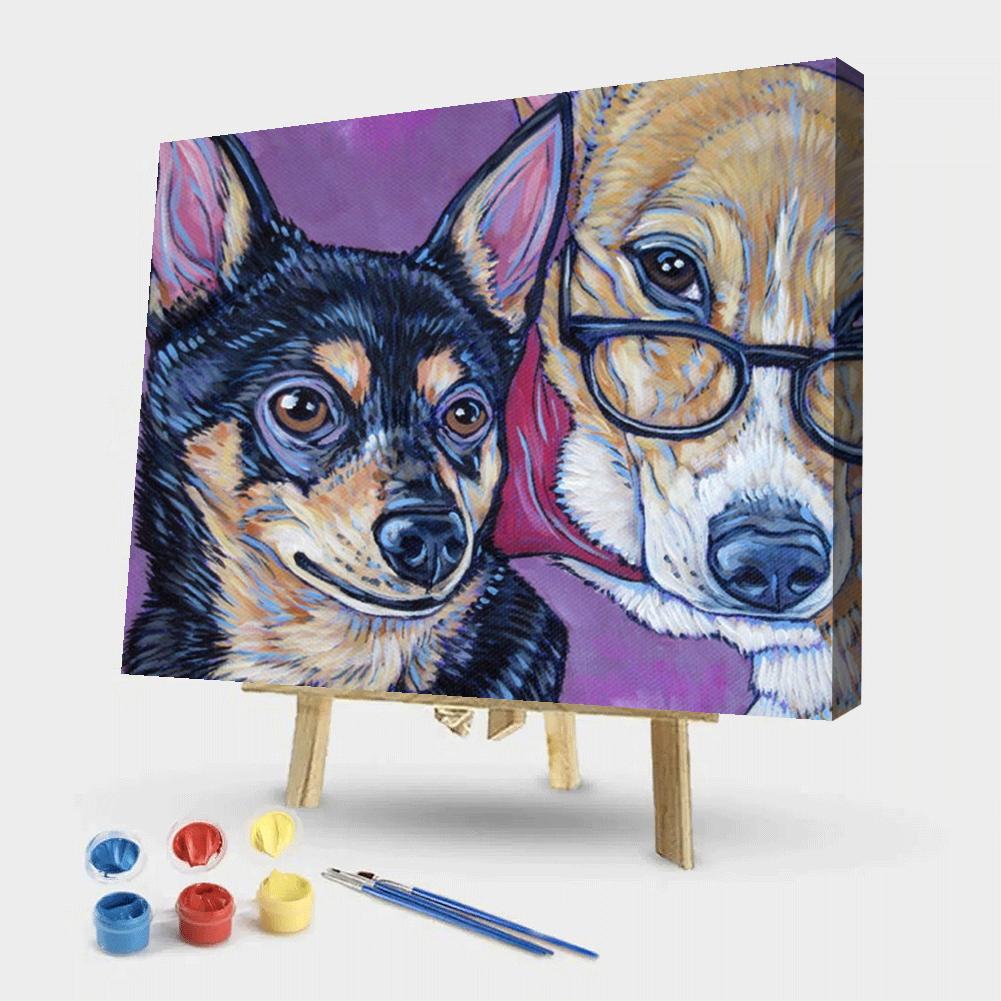 The Dog With Glasses And His Friend - Painting By Numbers - 50*40CM gbfke