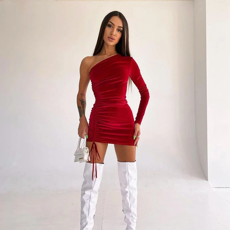 Sexy one-shoulder evening dress-zachics