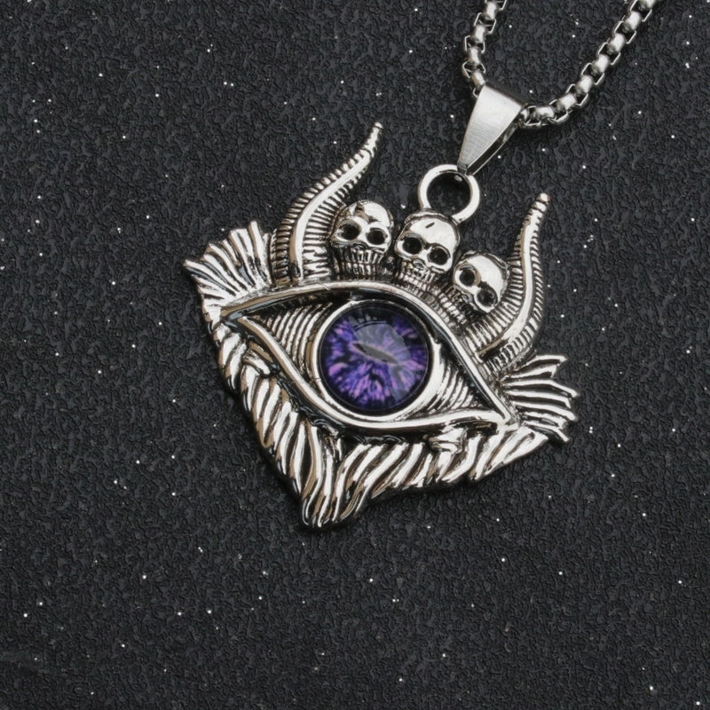 Fashion Devil’s Eye Stainless Steel Stoving Varnish Pendant Necklace 1 Piece