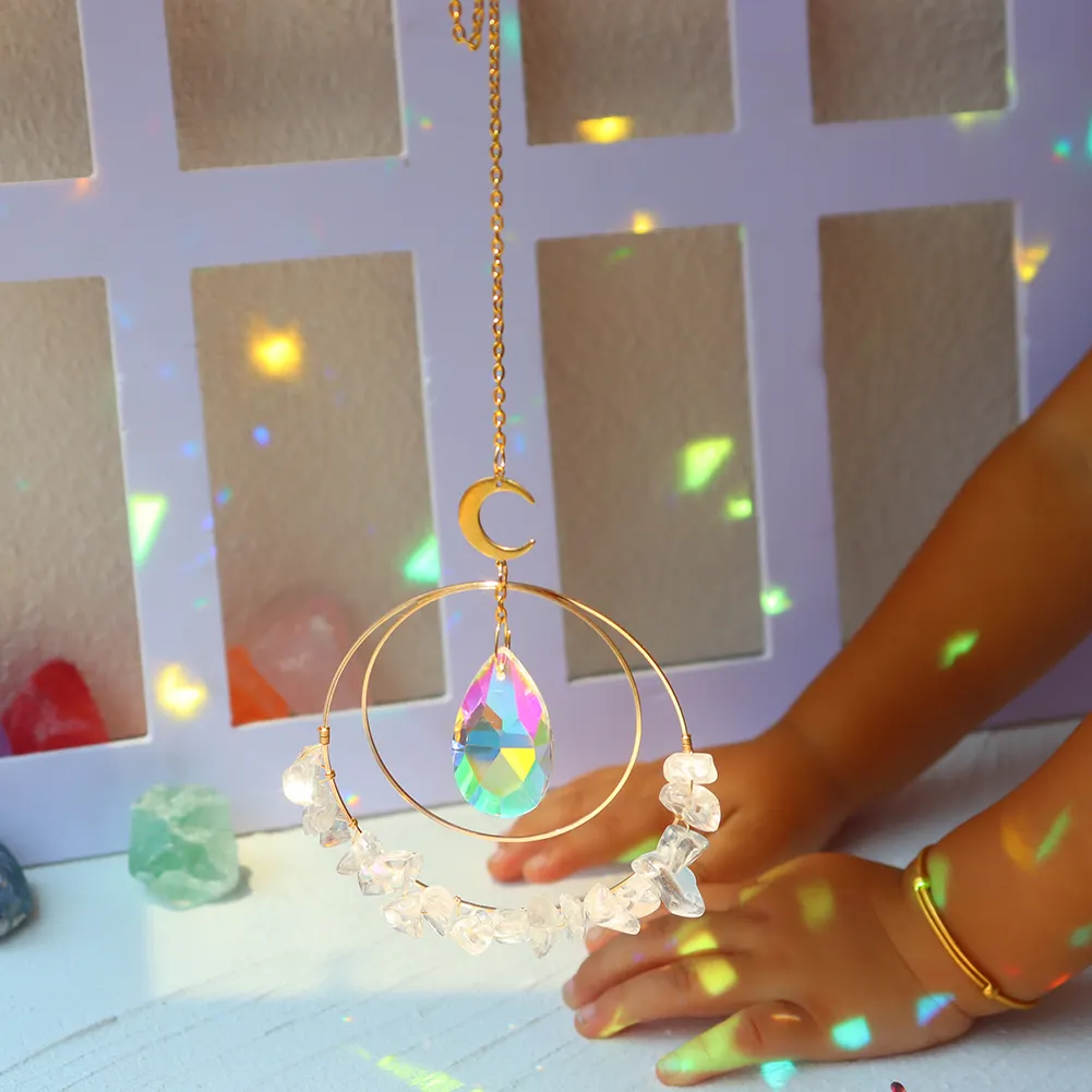 Crystal Sun Light Trapping Wind Chime Pendant Prism Lighting Catching Decor