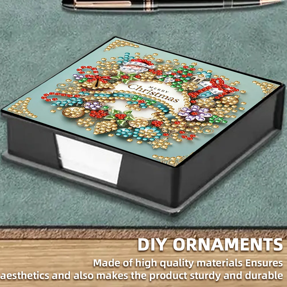 5D DIY PU Wreath Diamond Painting Notecard Box Gem Art Sticky Note Holder