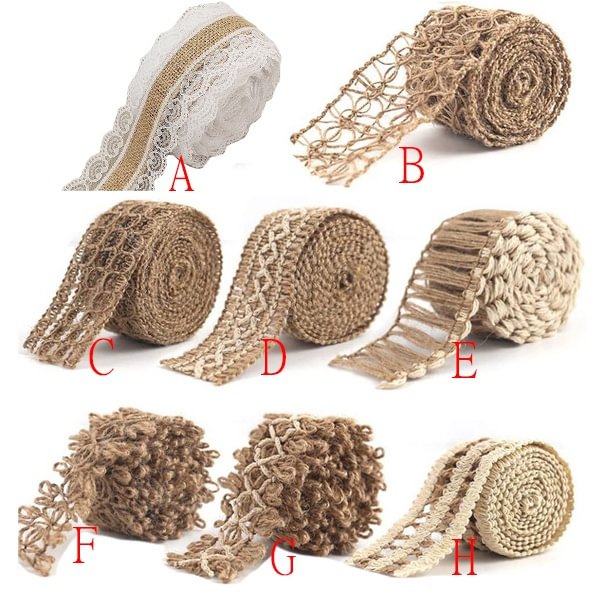 2Meters/78inch Hessian Burlap Jute Lace Ruffle Craft Ribbon for Crafts Wraping Gifts Party Holiday Rustic Wedding Rustic Handmade DIY Decorations - Shop Trendy Women's Fashion | TeeYours