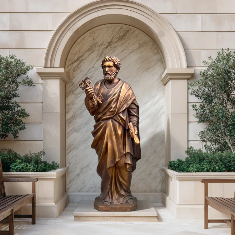 Saint Peter Bronze Sculpture Religious Garden & Church Statue