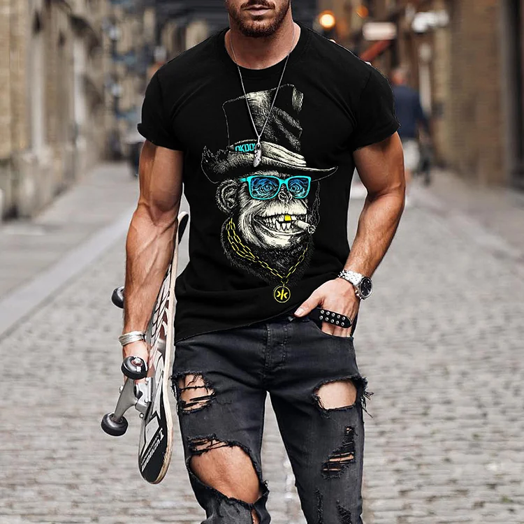 Men's Casual Fashion Cozy Orangutan Tycoon Graphic T-Shirt