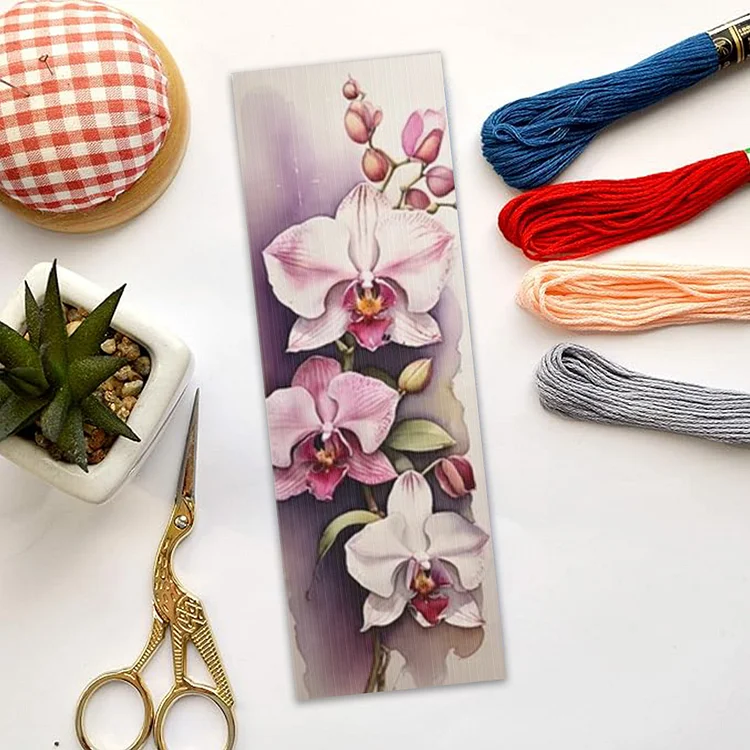 11CT Stamped Double-Sided Peach Blossom Crossstitch Bookmark