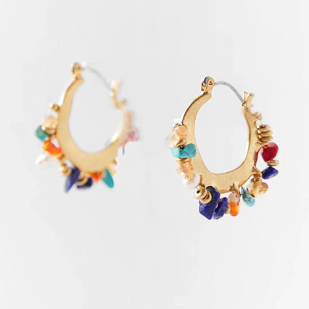 Dvacaman 2020 New Vintage Beaded Feldspar Drop Earrings for Women Boho Handmade Flower Rose Beads Tassel Earrings Dangle Jewelry