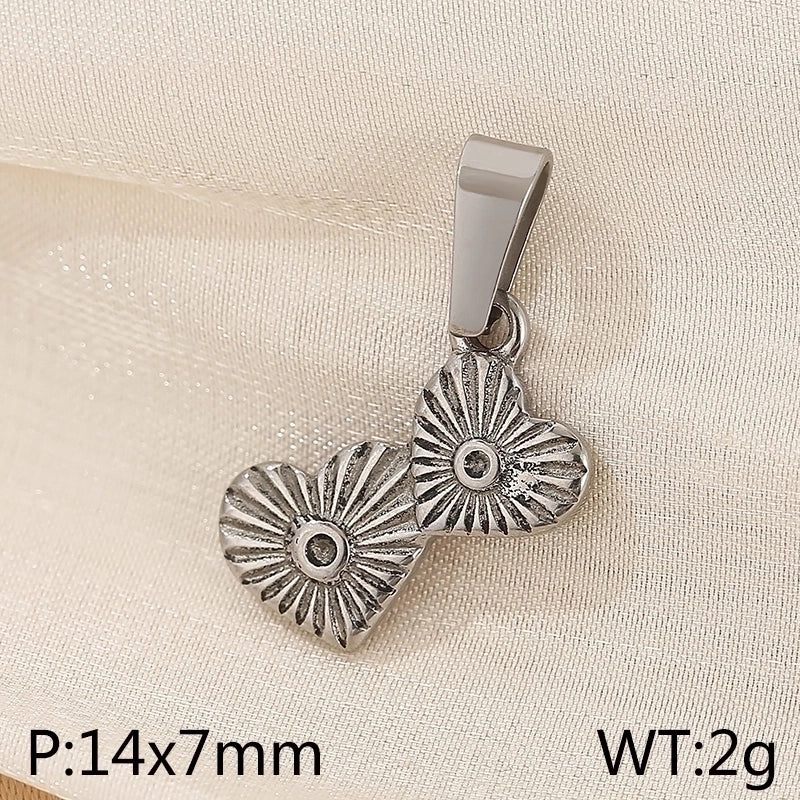 Basic Heart Shape Stainless Steel 18K Gold Plated Enamel Charms