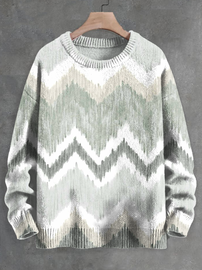 Men's Winter Argyle Art Print Knit Sweatshirt