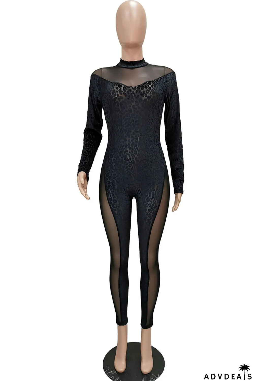 White Casual Print Leopard Split Joint O Neck Regular Jumpsuits