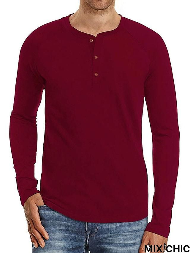 Men's Long Sleeve T-Shirt Solid Color Casual Top Basic Non-Printing Shirt Soft Touch Daily Wear