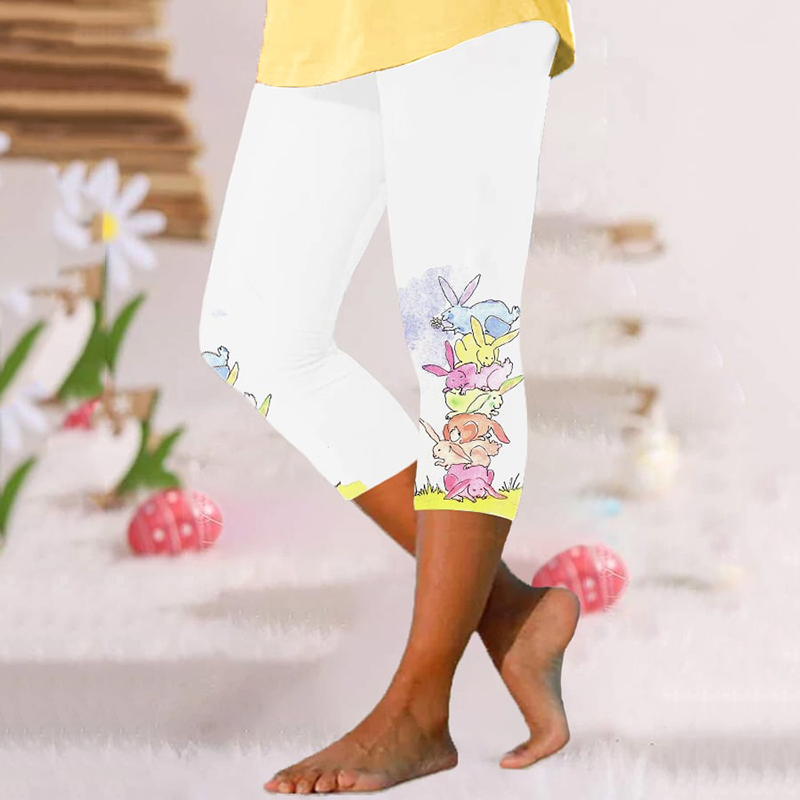 Easter Colorful Bunny Print Casual Leggings wearshes