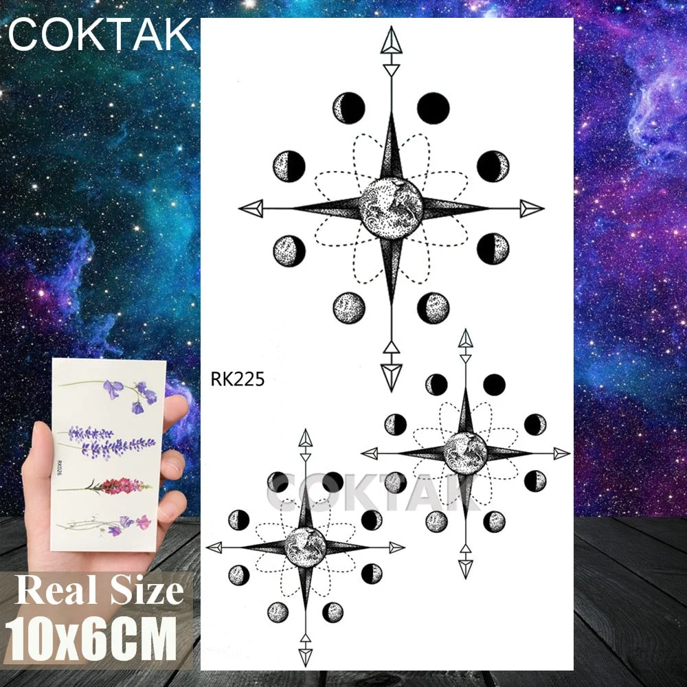 Lovely Small Planets Temporary Tattoos Realistic Sheets Body Art Arm Tattoos Paper For Adult Kids Fake Waterpoof Tattoo Sticker