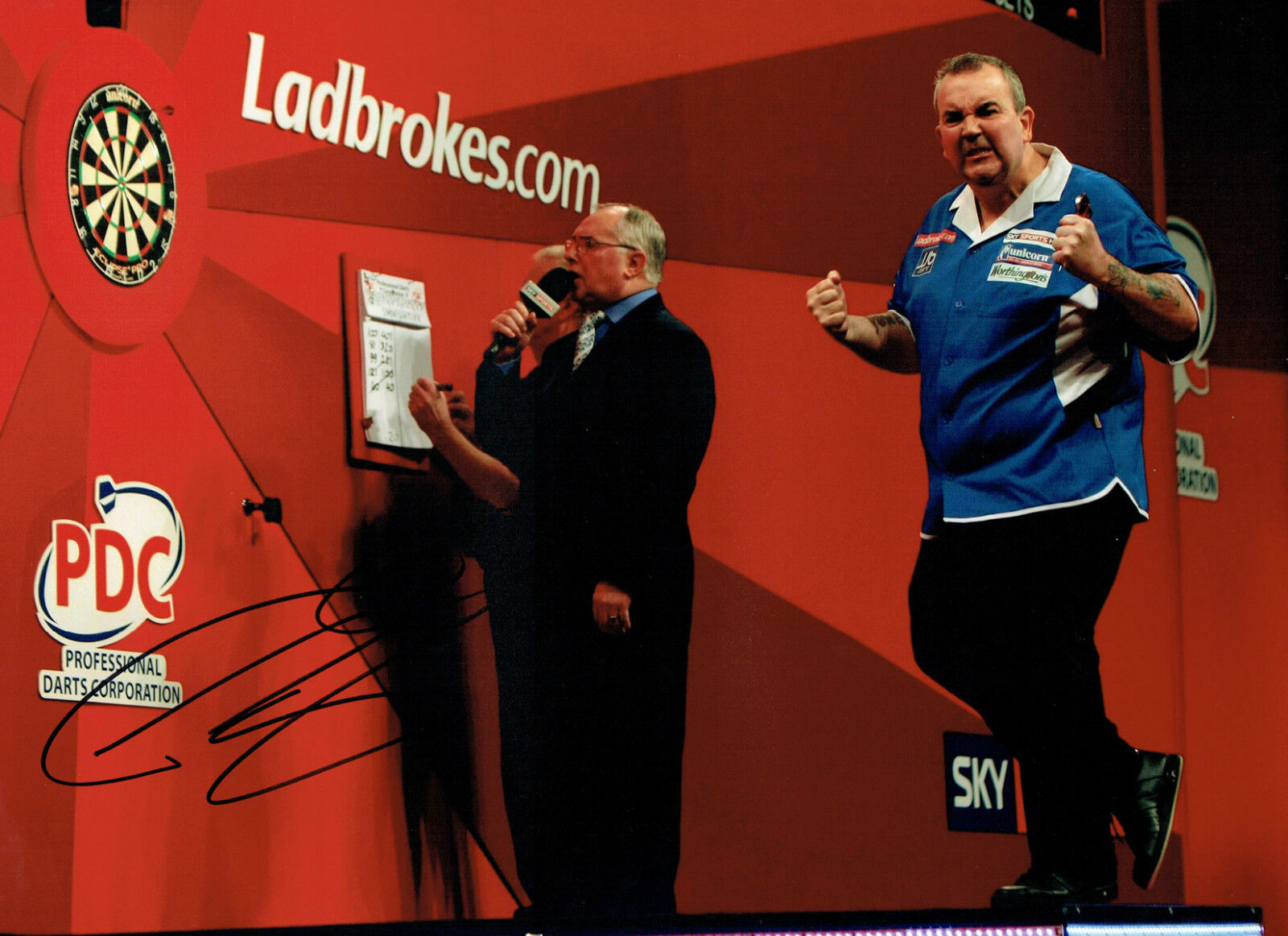 The POWER Phil TAYLOR Signed Autograph Darts 16x12 Action Photo Poster painting AFTAL COA