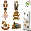 6PCS Nutcracker Christmas DIY Pearl Diamond Painting Christmas Fridge Magnets, Sparkling Rhinestone Refrigerator Magnet Craft Kit for Home Decor & Gifts