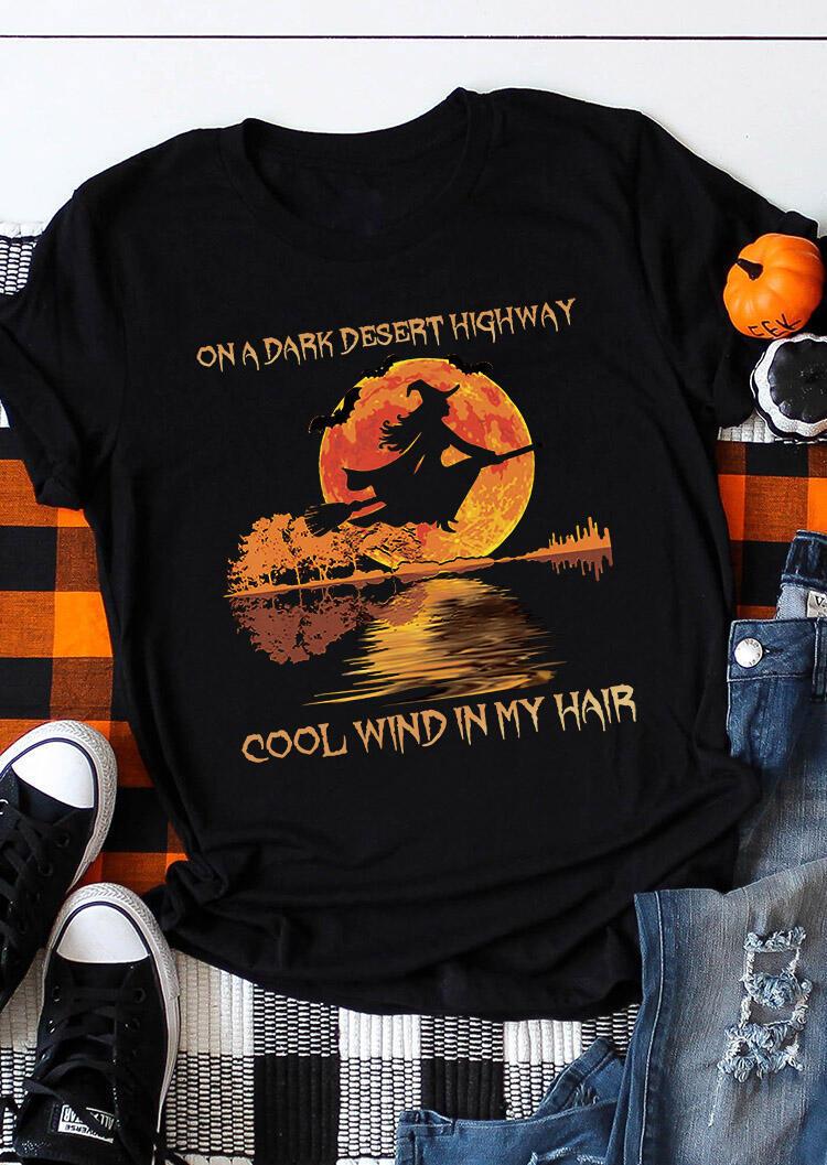 Halloween On A Dark Desert Highway Witch TShirt