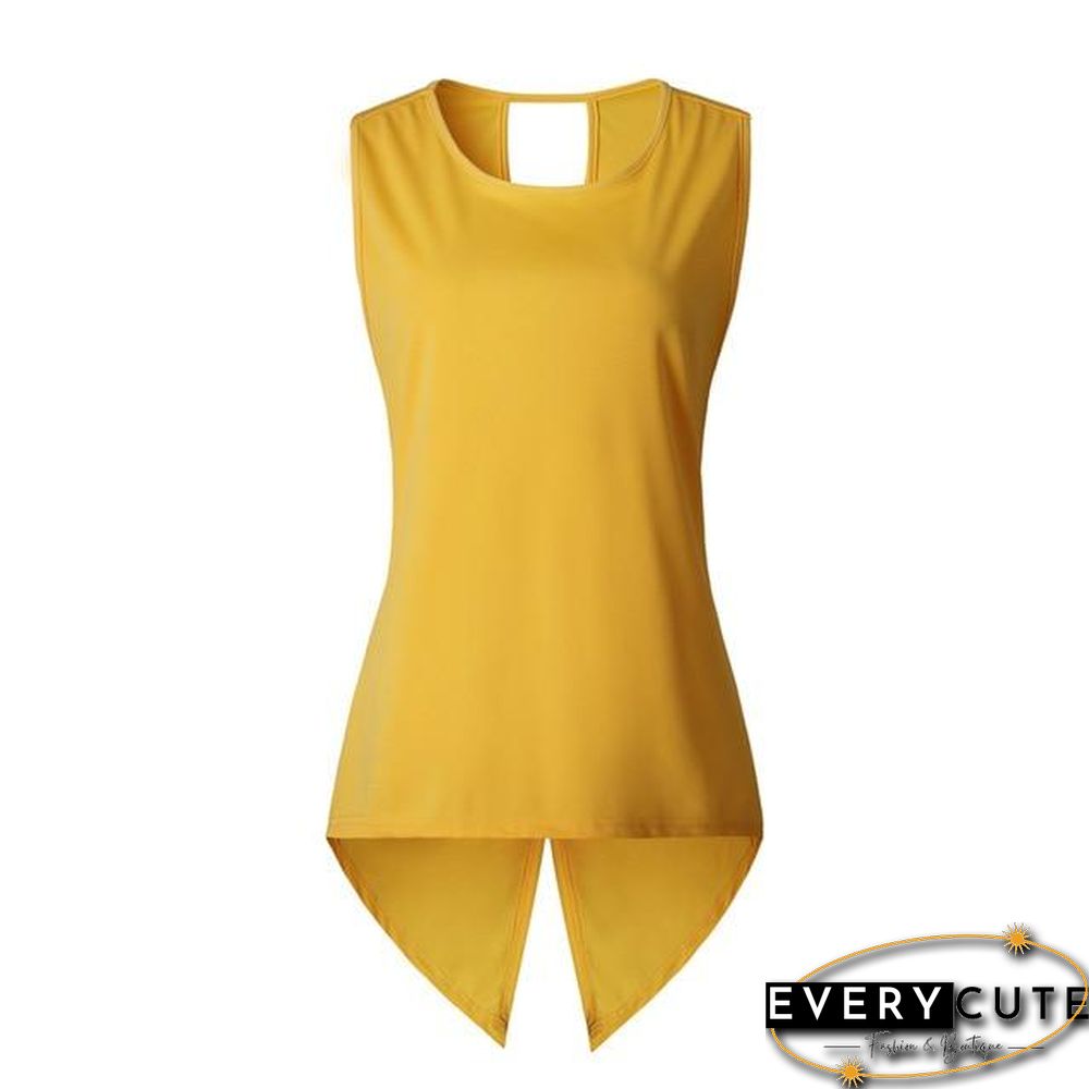 Women Cross Irregular Sleeveless Backless Tops and Blouses