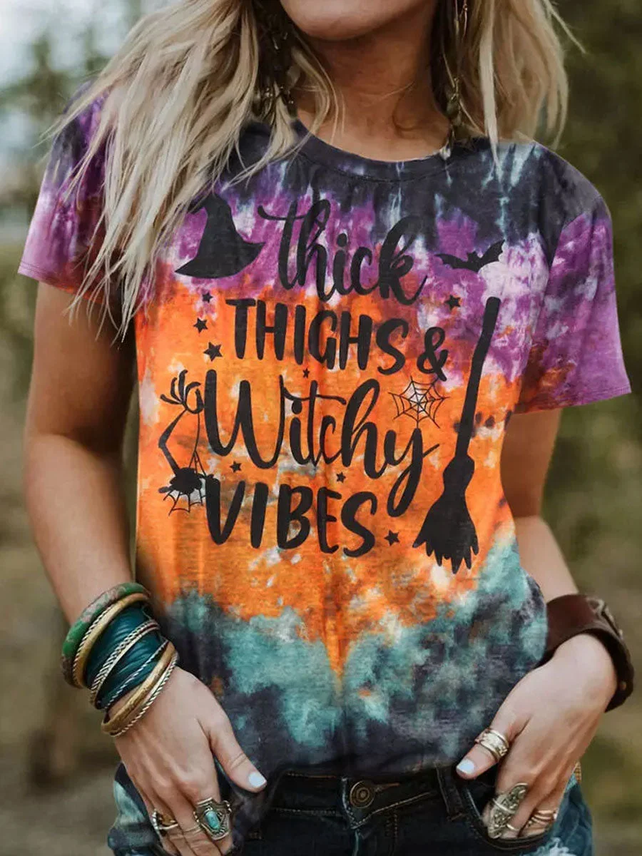 Thick Thighs Witchy Vibes Tie Dye T-shirt