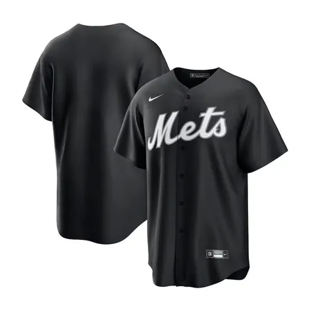 Men's New York Mets Blank Black Lights Out Replica Jersey