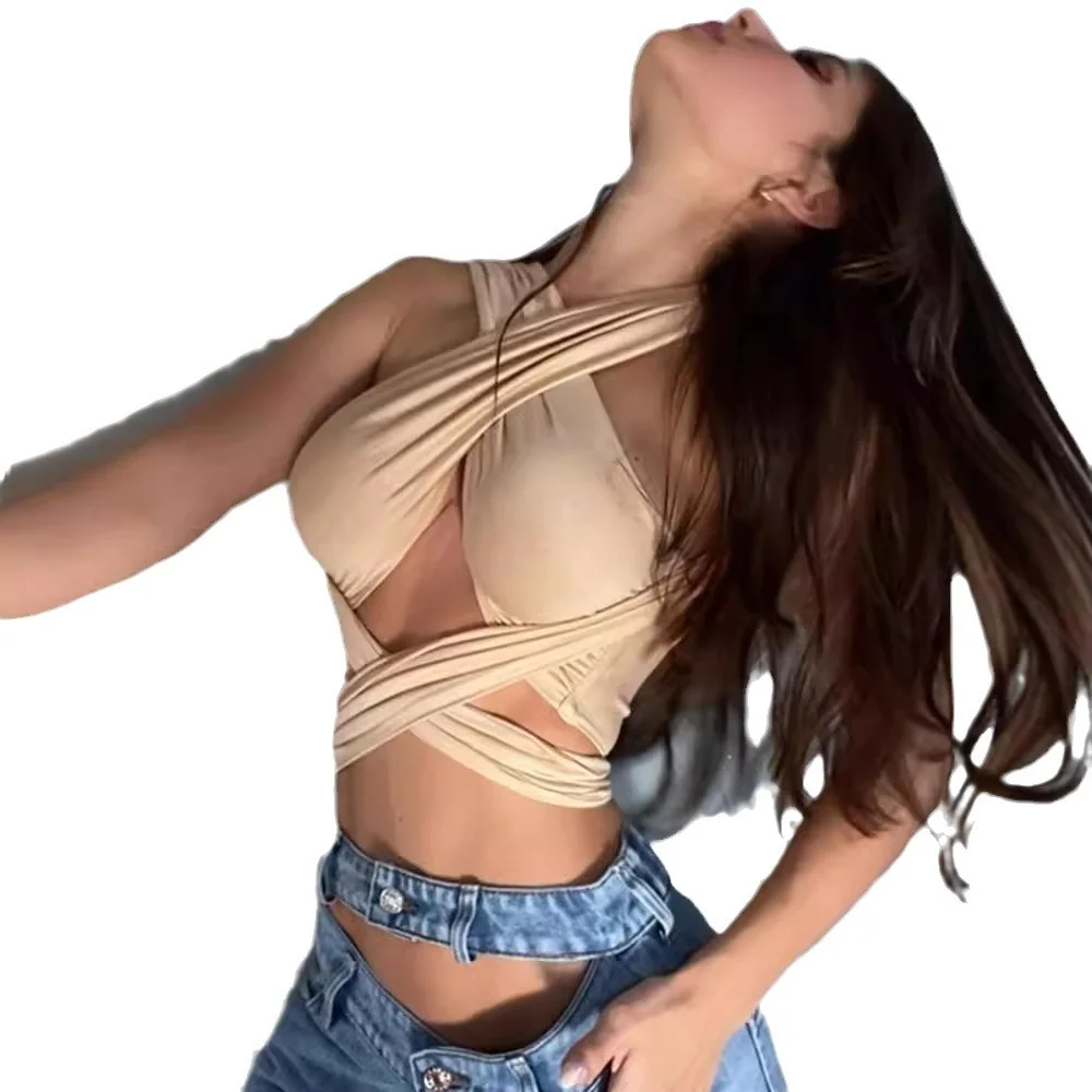 Churchf Churchf 2024 New Sexy Cross Hanging Neck Wipe Chest Small Vest Female Tide