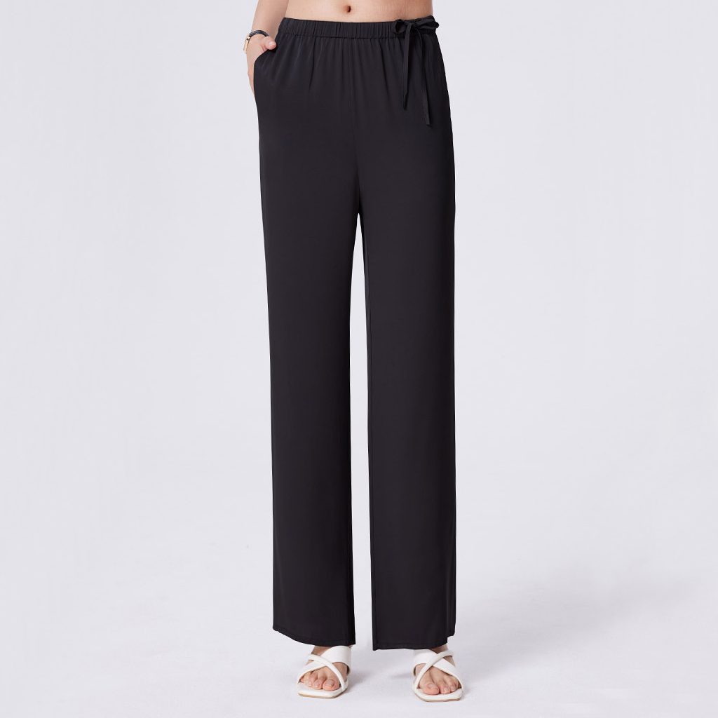 Travel Silk Wide Leg Pants with High Waisted for Women REAL SILK LIFE