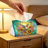 (24cm)Diamond Art Tissue Box Cover DIY PU Desktop Organizer(Sunflowers and birds)