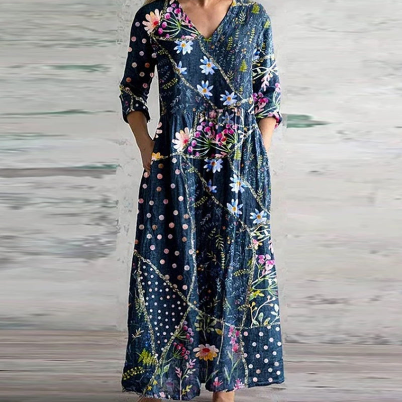 Vestido largo com decote em V