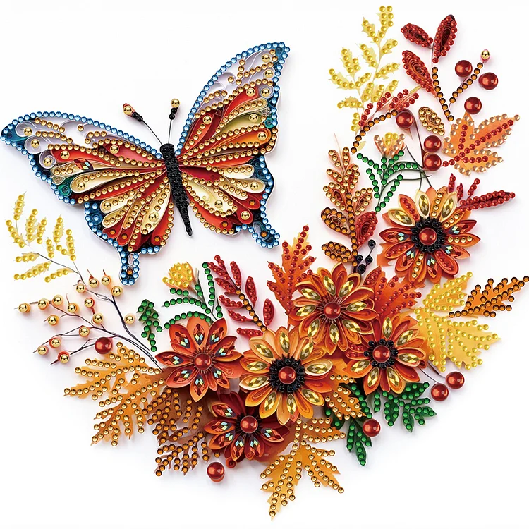 Flower Butterfly Quilling Paper 30*30CM (Canvas) Special Drill Diamond Painting gbfke