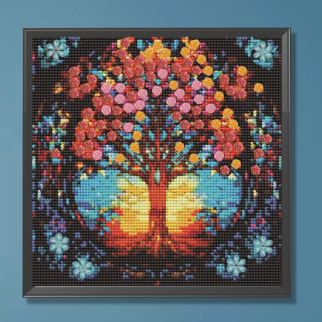 Flower Tree Silhouette Special Shaped 5D DIY Full Drill Diamond Painting Kits for Adults Beginners Home Decor Diamond Art Kit 11.81 X11.81inch