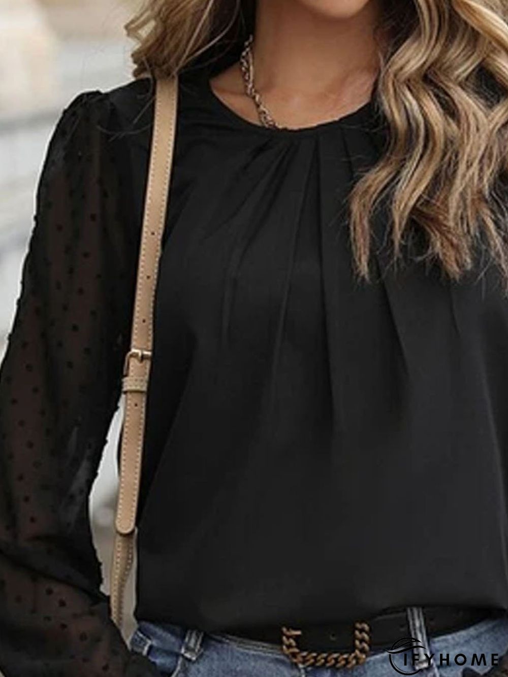 Casual Crew Neck Split Joint Daily Loose Blouse | IFYHOME