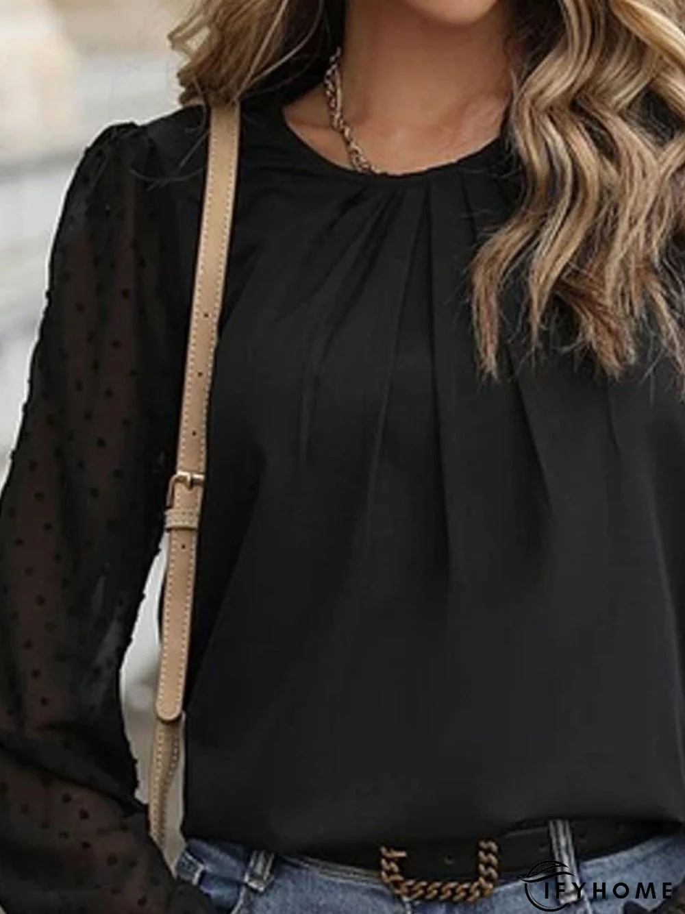 Casual Crew Neck Split Joint Daily Loose Blouse | IFYHOME