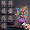 (US Local)DIY Diamond Hummingbird Art Painting Lamp with Tools for Bedroom Decor Gifts
