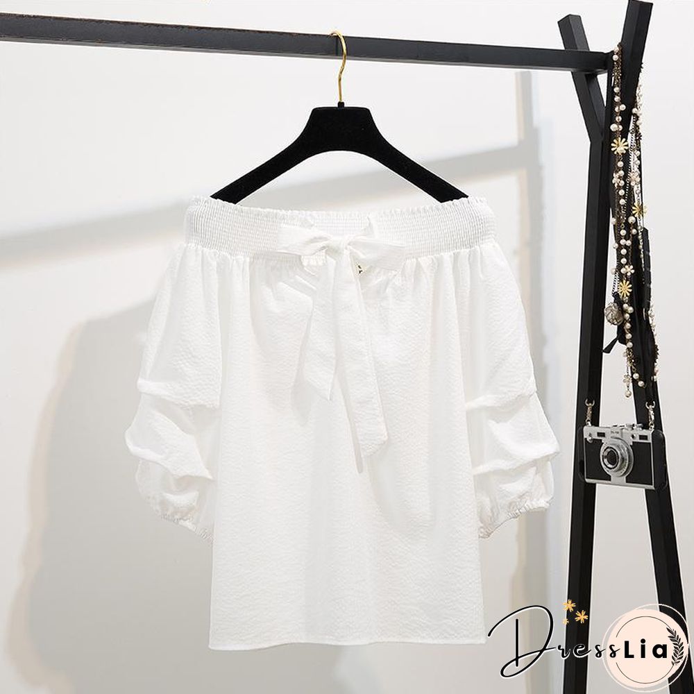 Cute Off Shoulder Blouse+Denim Skirt P11160