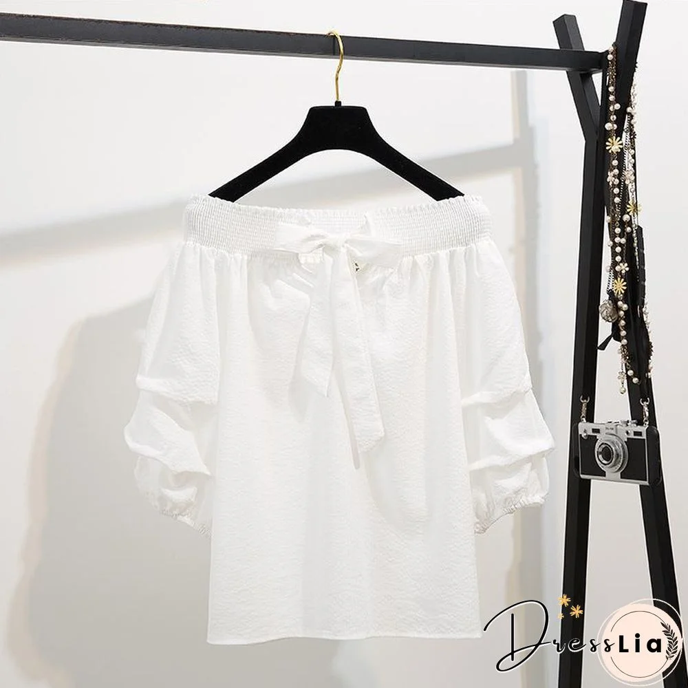 Cute Off Shoulder Blouse+Denim Skirt P11160