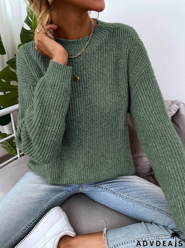Drop Shoulder Marled Knit Sweater