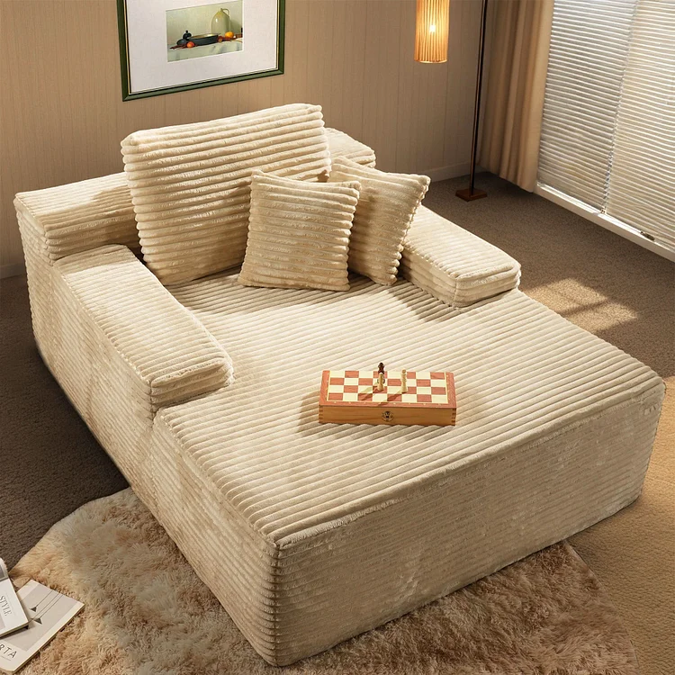 Shopicco Boneless Chaise Lounge,Luxurious Faux Fur, No Assembly Required