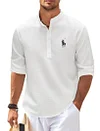 Comfortable textured Henley collar shirt