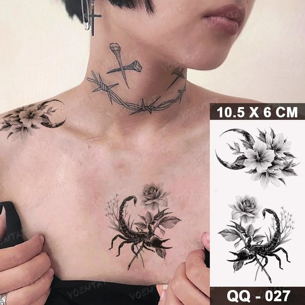 Sdrawing Temporary Tattoo Stickers Butterfly Flower Realistic Sexy Flash Tatoo Women Men Arm Waist Line Body Art Fake Tatto Cool