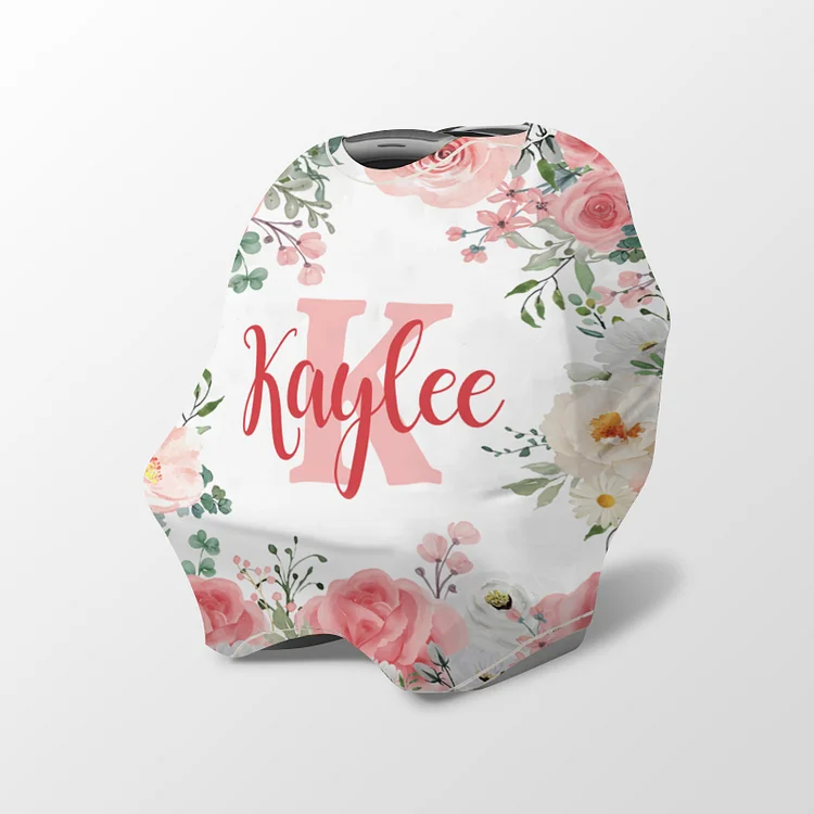 Personalized Pink Flowers Baby Car Seat Canopy| Canopyl216