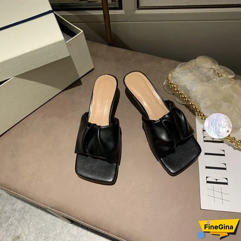 Sisilia Ruched Square Toe Slippers