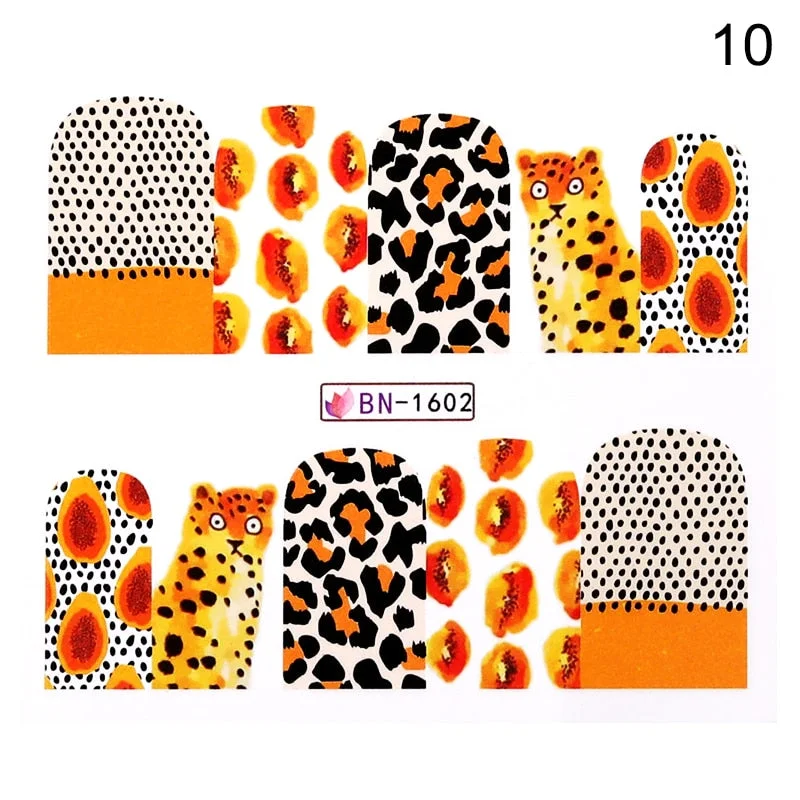 1PC 3D Nail Stickers Kiwi Avocado Lemon Banana Fruits Self-Adhesive Slider Nail Art Decorations Decals Manicure Accessories-Nail Inspo