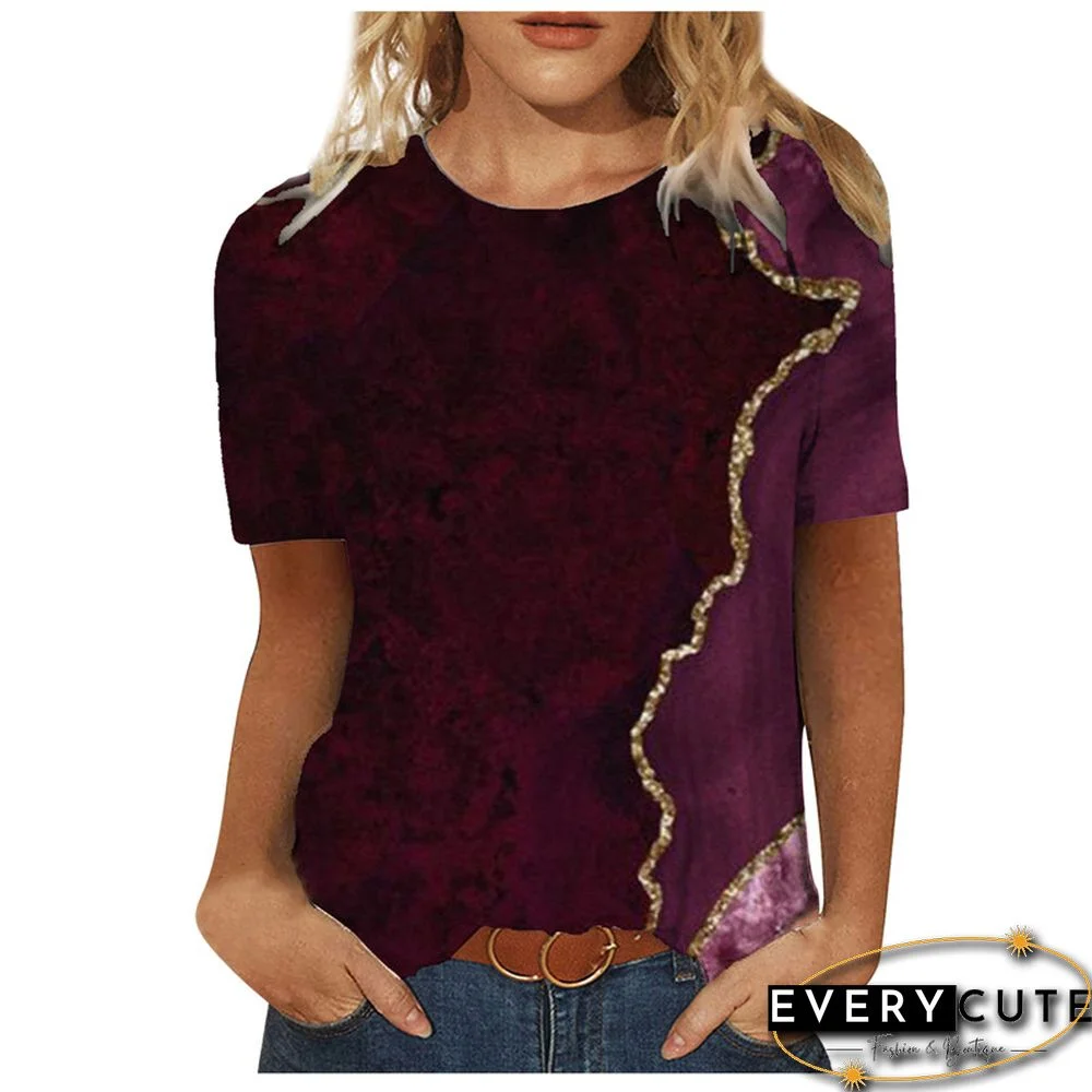 Women 3D Landscape Painting Positioning Sunflower Print T Shirt New Summer Vintage Casual Short Sleeve O-Neck Size Top