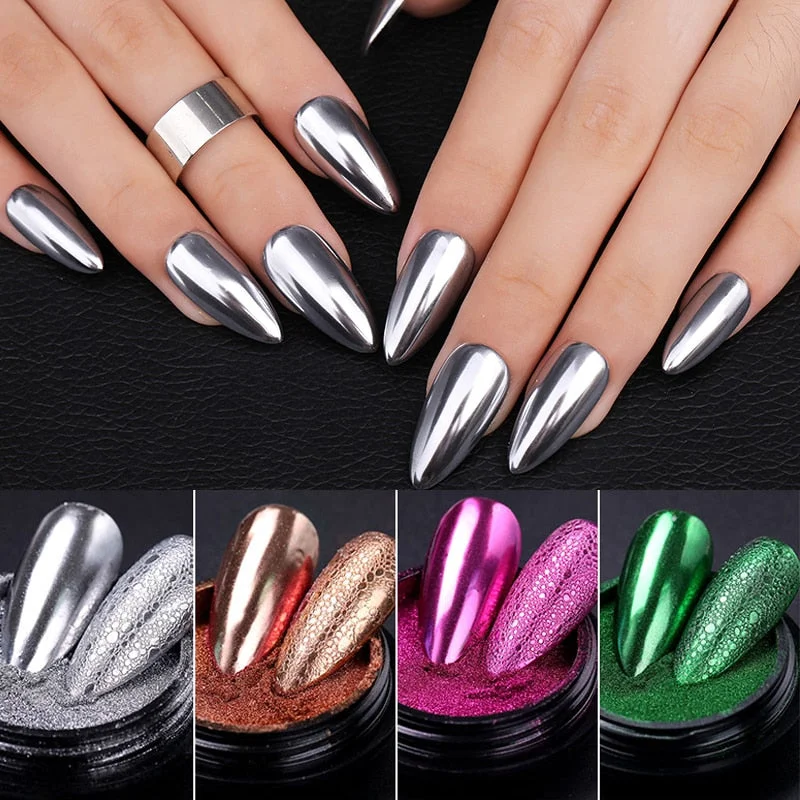 1 Box Rose Sliver Bubble Mirror Powder Metallic Nail Art Glitter iridescent Chrome Dust Sparkling Flakes Pigment Decoration
