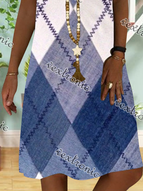 Women Half Sleeve V-neck Solid Color Dress