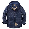 Men's Thicken Plaid Shirt Fleece-Lined Plus Size Windproof Hooded Jacket Coat