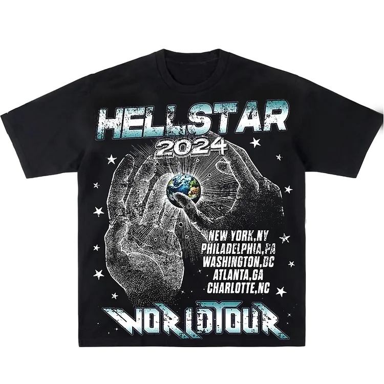 Retro Hellstar Worldtour 2014 Graphic 100% Cotton Short Sleeve T-Shirt