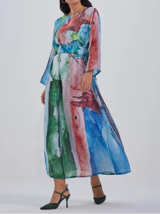 High Fashion Graphic Printed Cardigan Robe-inspireuse