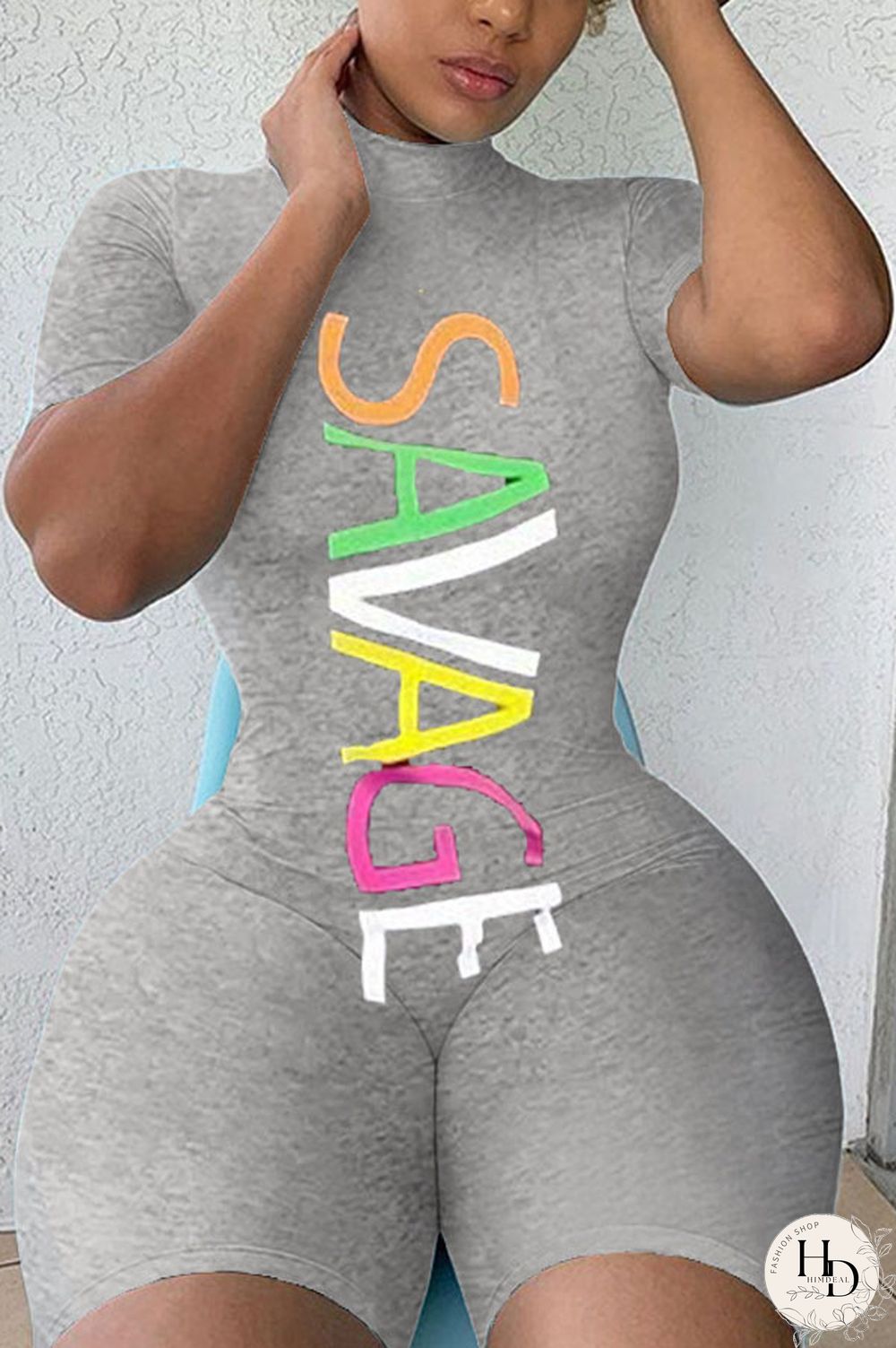 Orange Casual letter Short Sleeve Jumpsuits