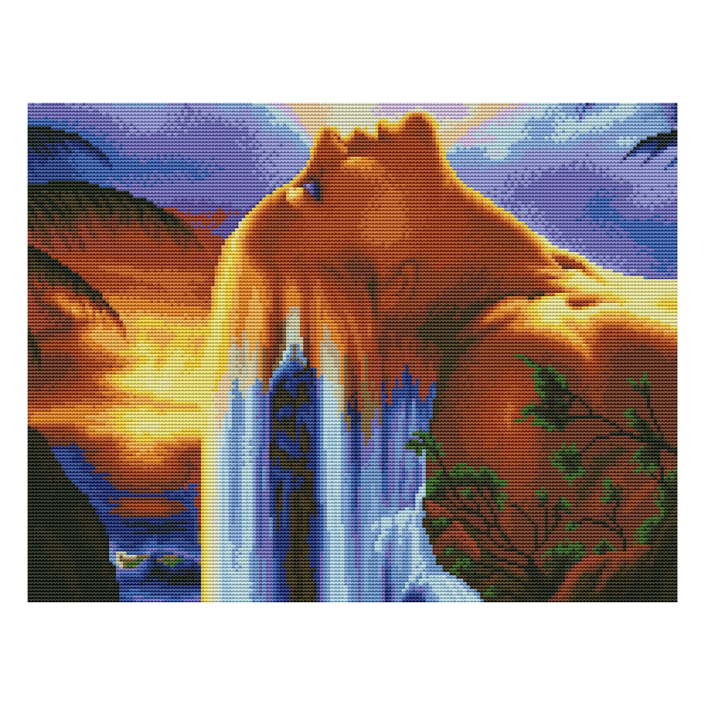 

Beauty Waterfall - 11CT Stamped Cross Stitch - 50*40CM, 501 Original