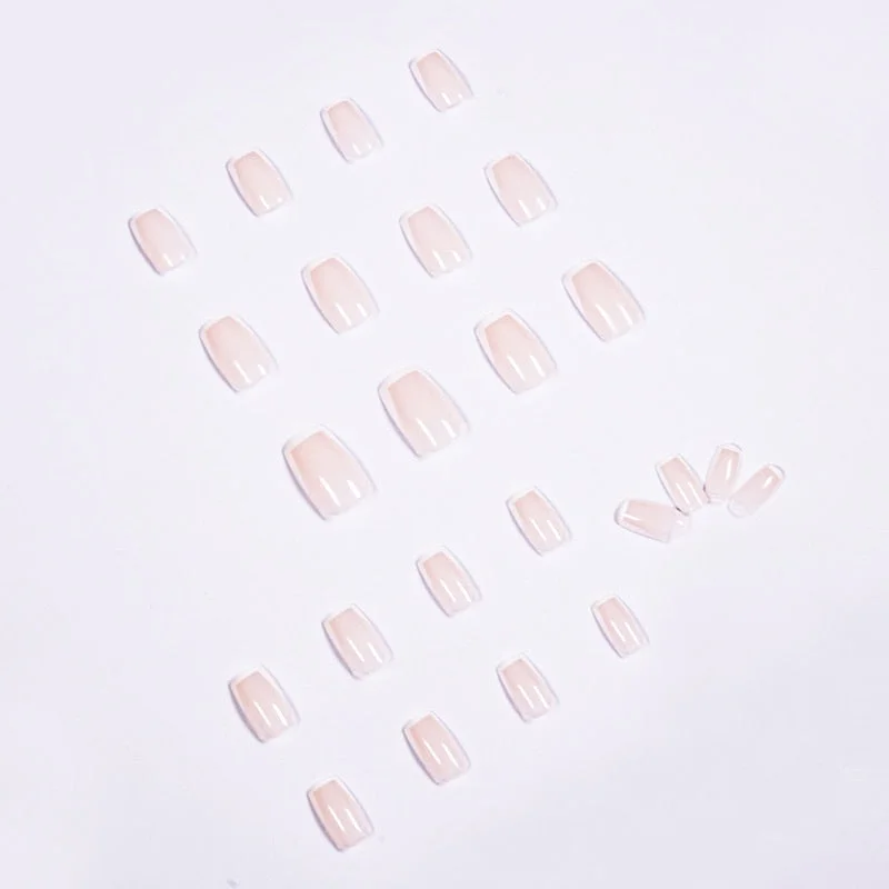 24pcs Fake Nails Square Skin Color Wear Short Paragraph Fashion False Nails Save Time Wearable Nail Patch DL-Nail Inspo