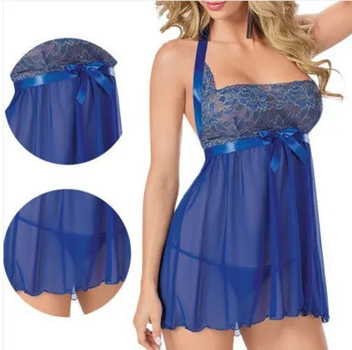 Churchf Lace Sling Esquee Pajamas Dress Transparent Tulle Bow Embroidered Lingerie New
